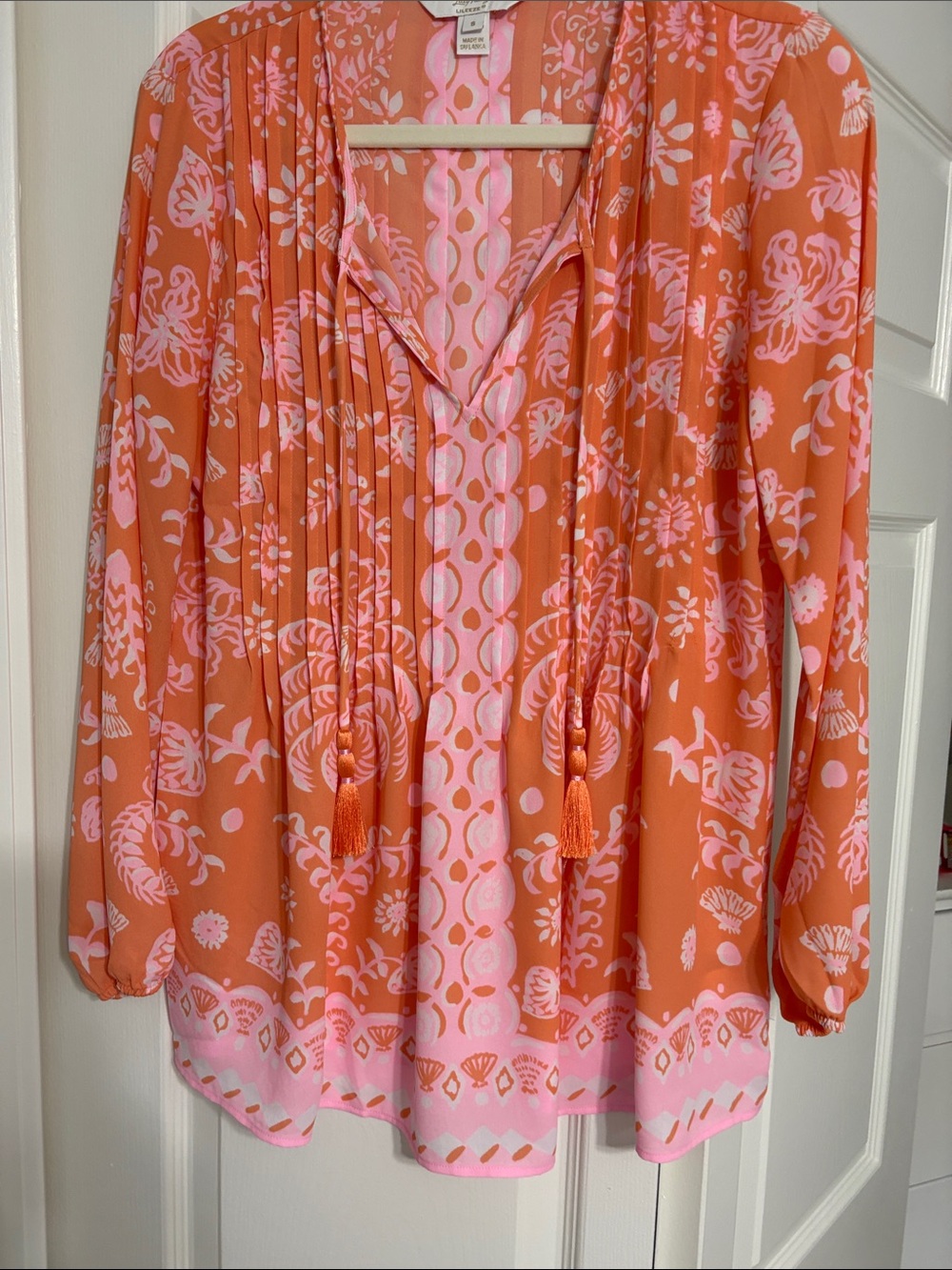 Lilly Pulitzer Orange and Pink Printed Tunic Blouse